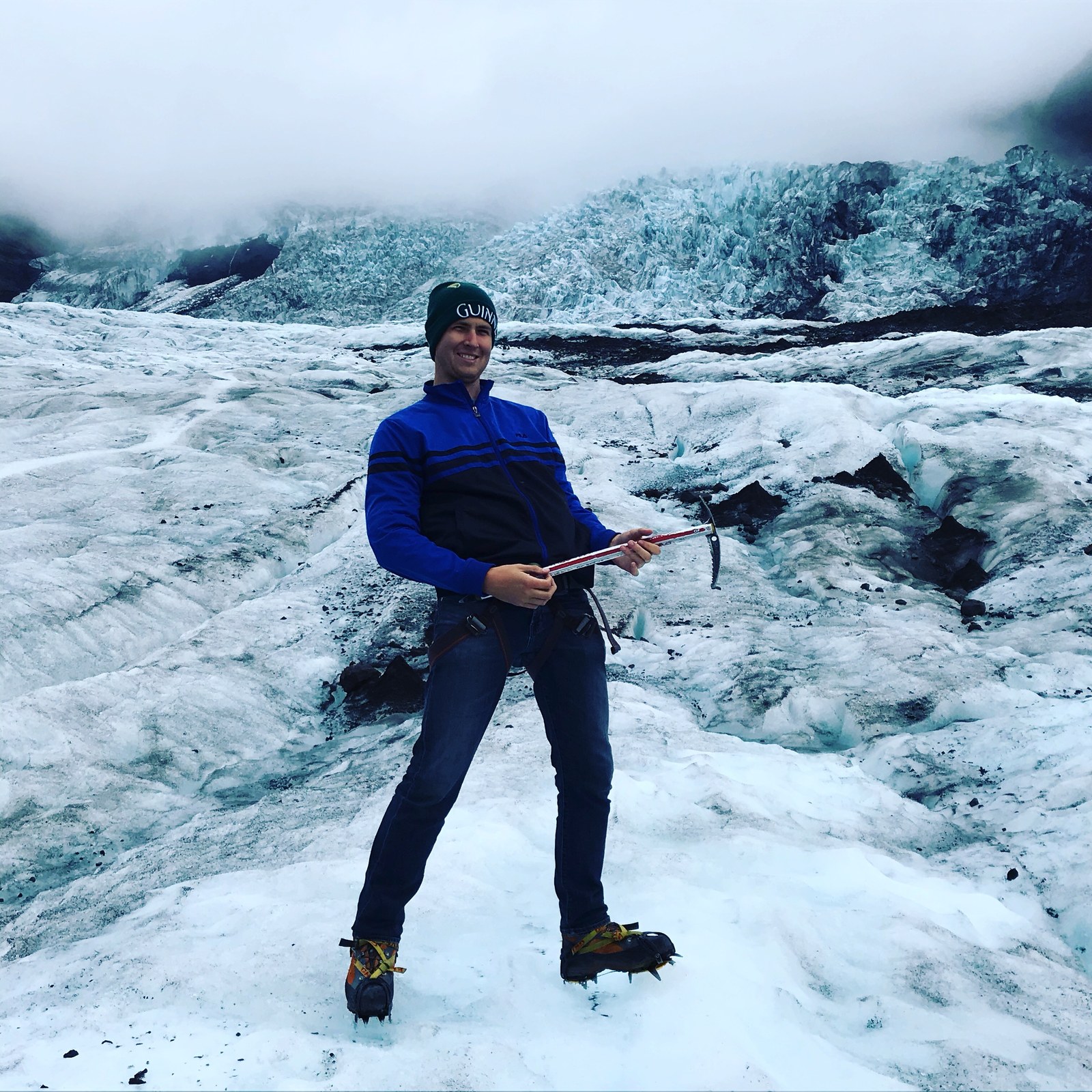 Jackson Bentley hiking a glacier