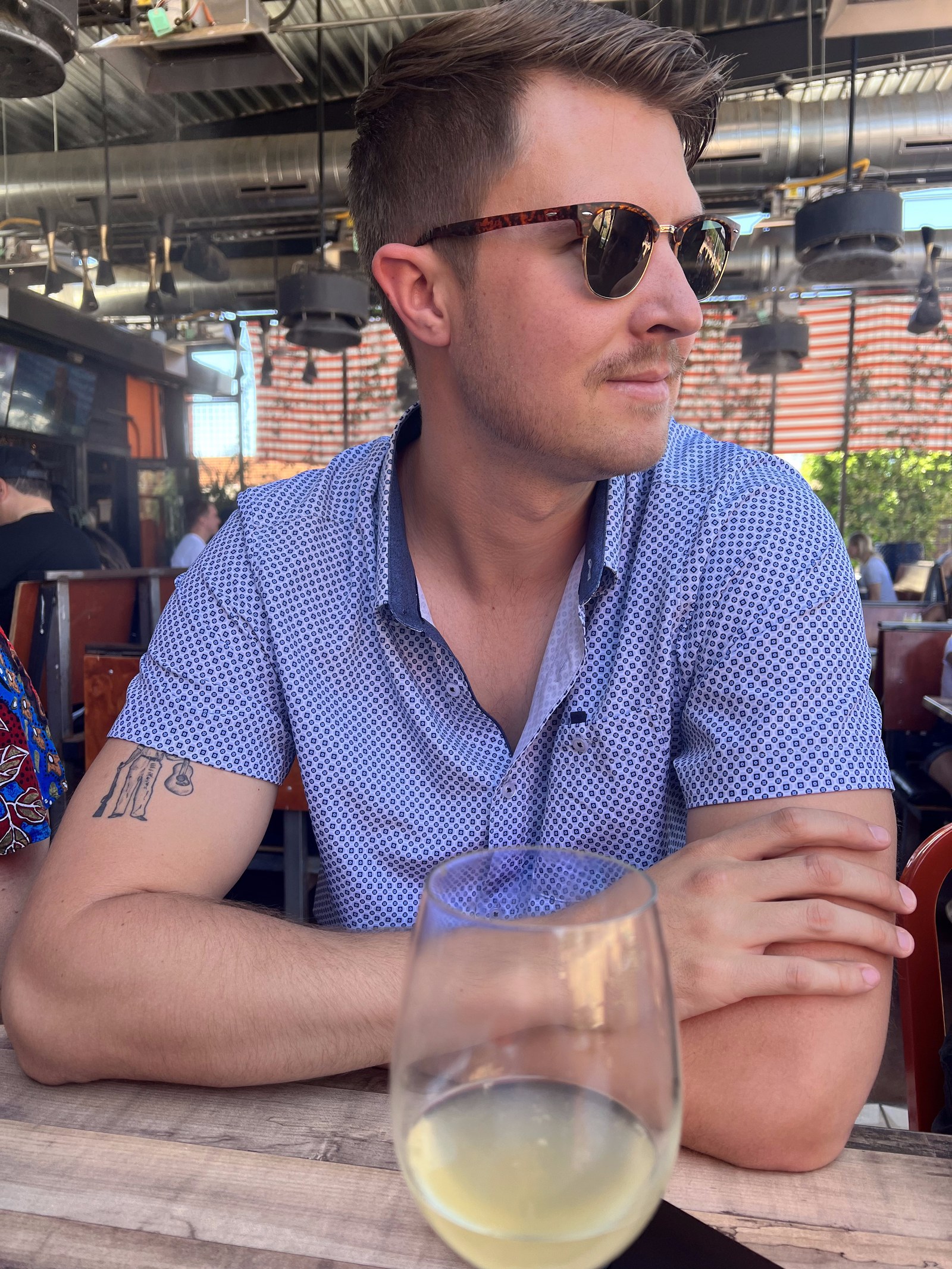 Jackson Bentley at a restaurant